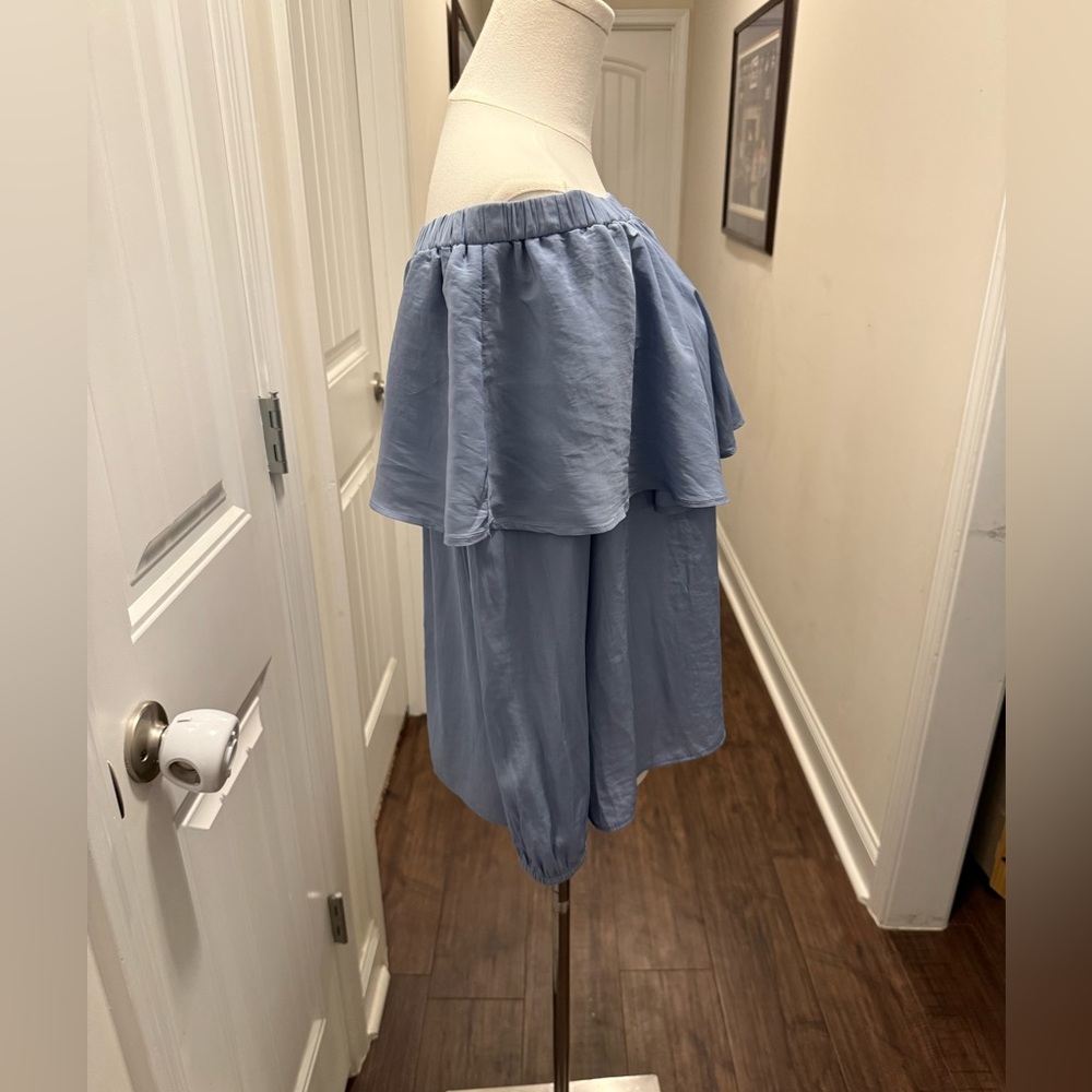 Elan Light Blue Off-Shoulder Blouse - Picture 5 of 15